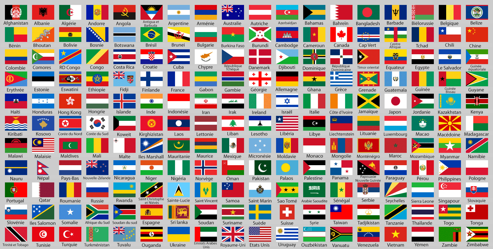 drapeau du monde entier en francais